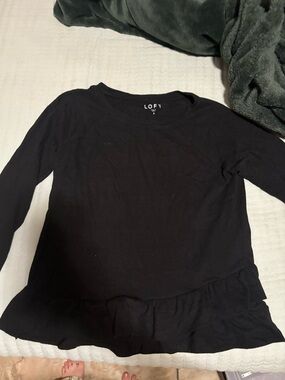 LOFT Charcoal Crewneck Long Sleeve Top